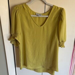 Elegant V-Neck Blouse with Puff Sleeves